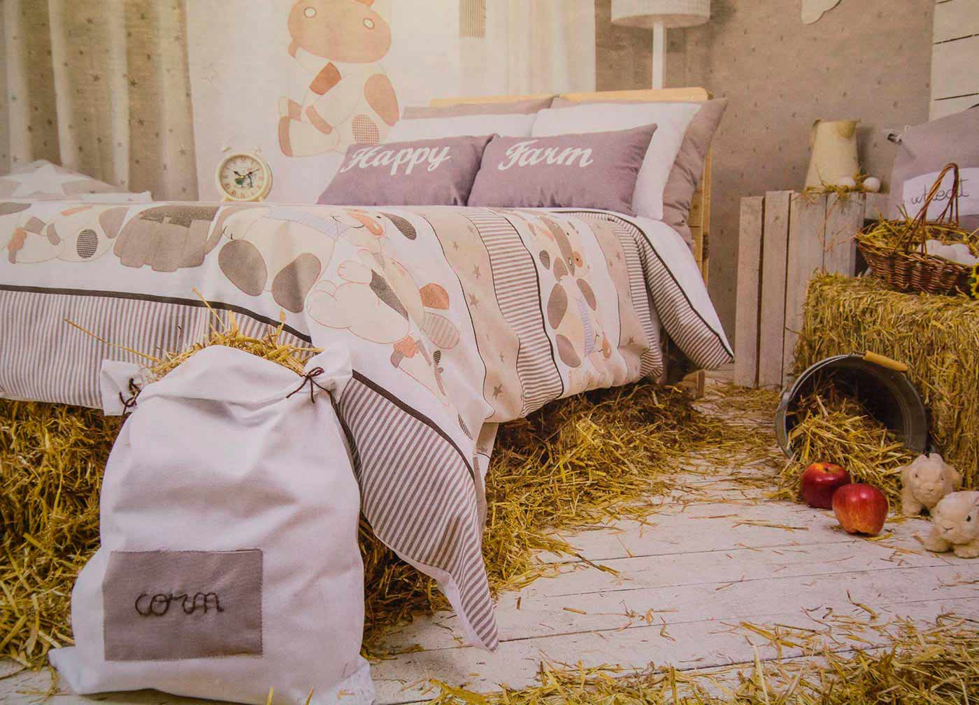 Ropa para el Hogar Cama con edredón y cojines estilo granjero