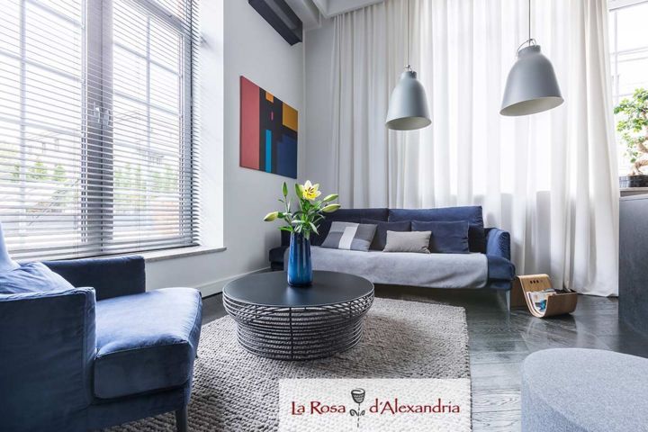Salón con dos ventanas y Combinación de Cortinas